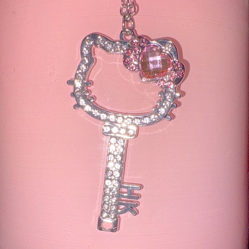 Hello Kitty Silver and Pink Key Necklace